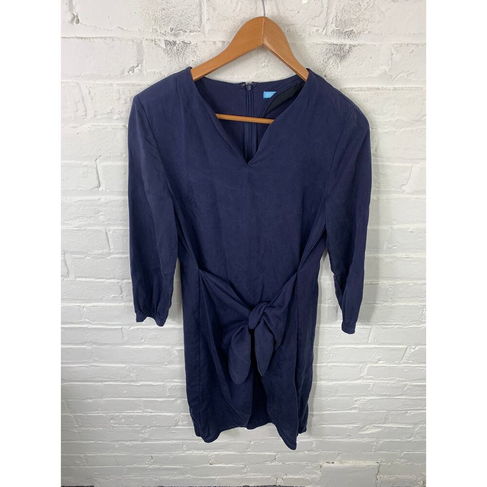 J.McLaughlin Women's V-Neck Knitted Tie Midi Dress Long Sleeve Navy Blue Size S